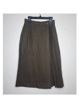 Vintage Hunters Run olive green wool blend long skirt - 4